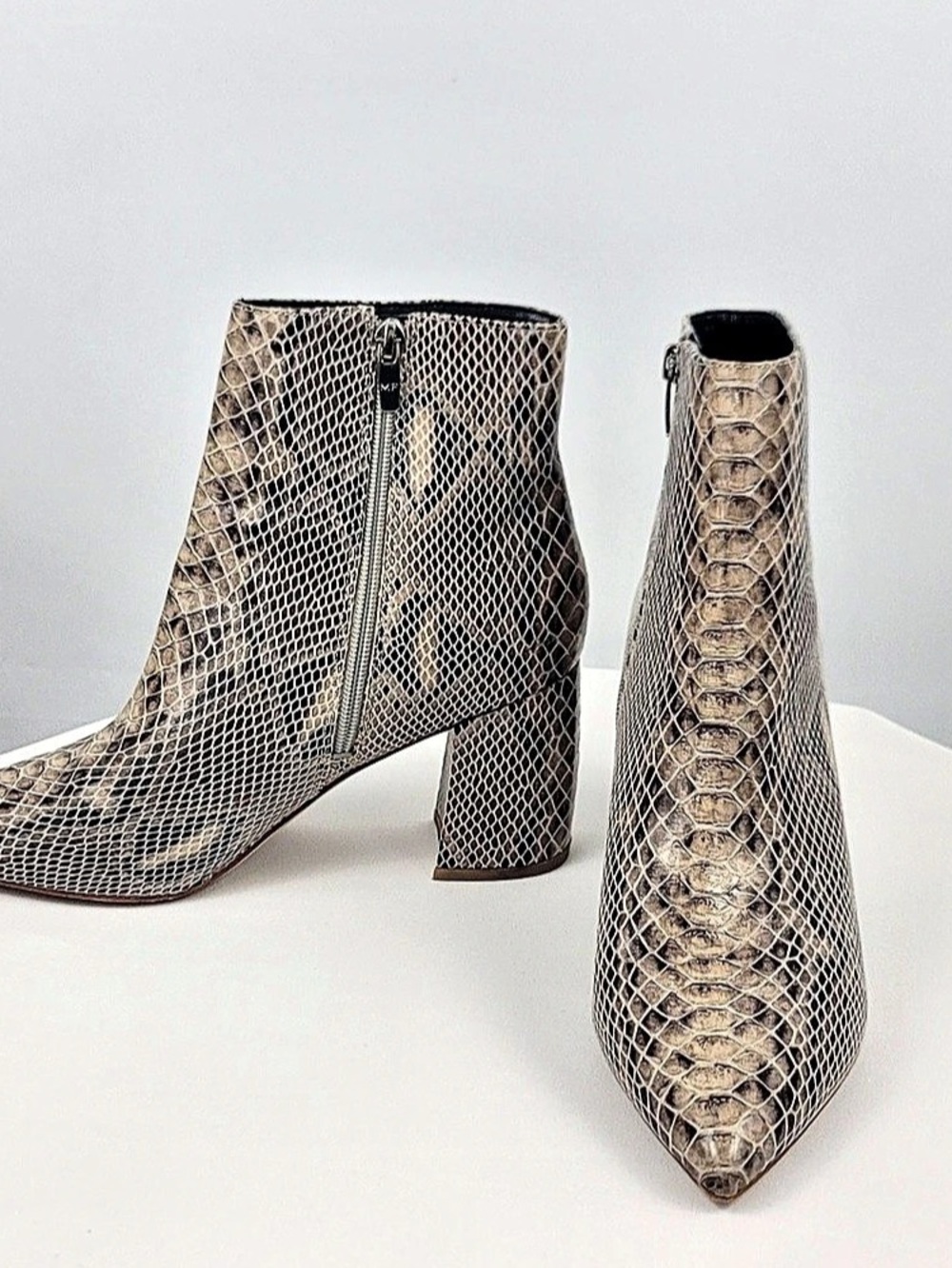 Size 10 Marc Fisher Snakeskin-Print Ankle Boots